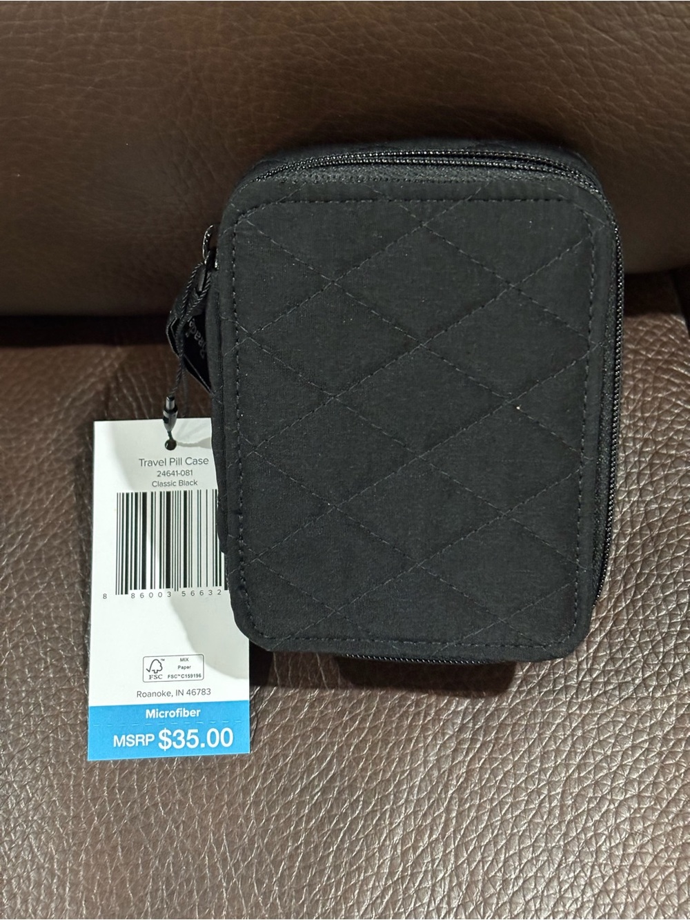 Vera Bradley Classic Black Quilted Travel Pill Case - Microfiber